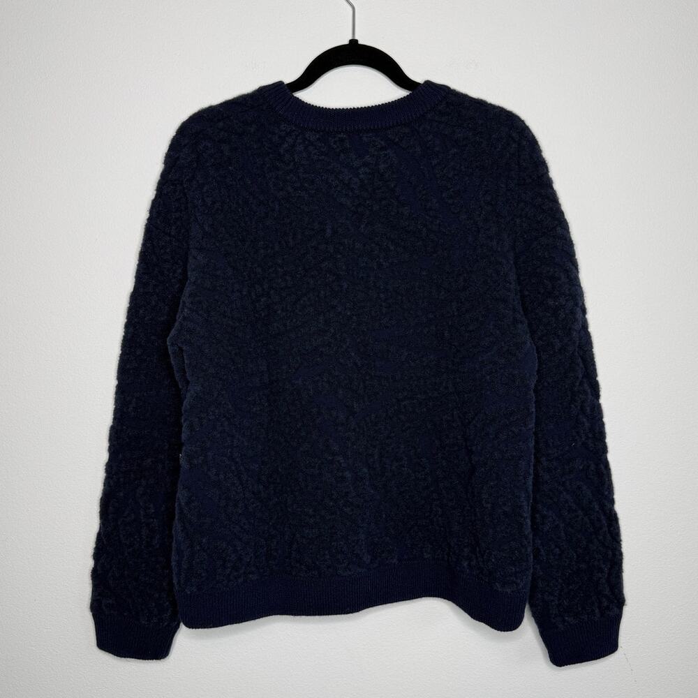 LITA by Ciara Navy Blue Tiger Jacquard Sweater NWT Textured Animal Knit Pullover - Picture 3 of 9